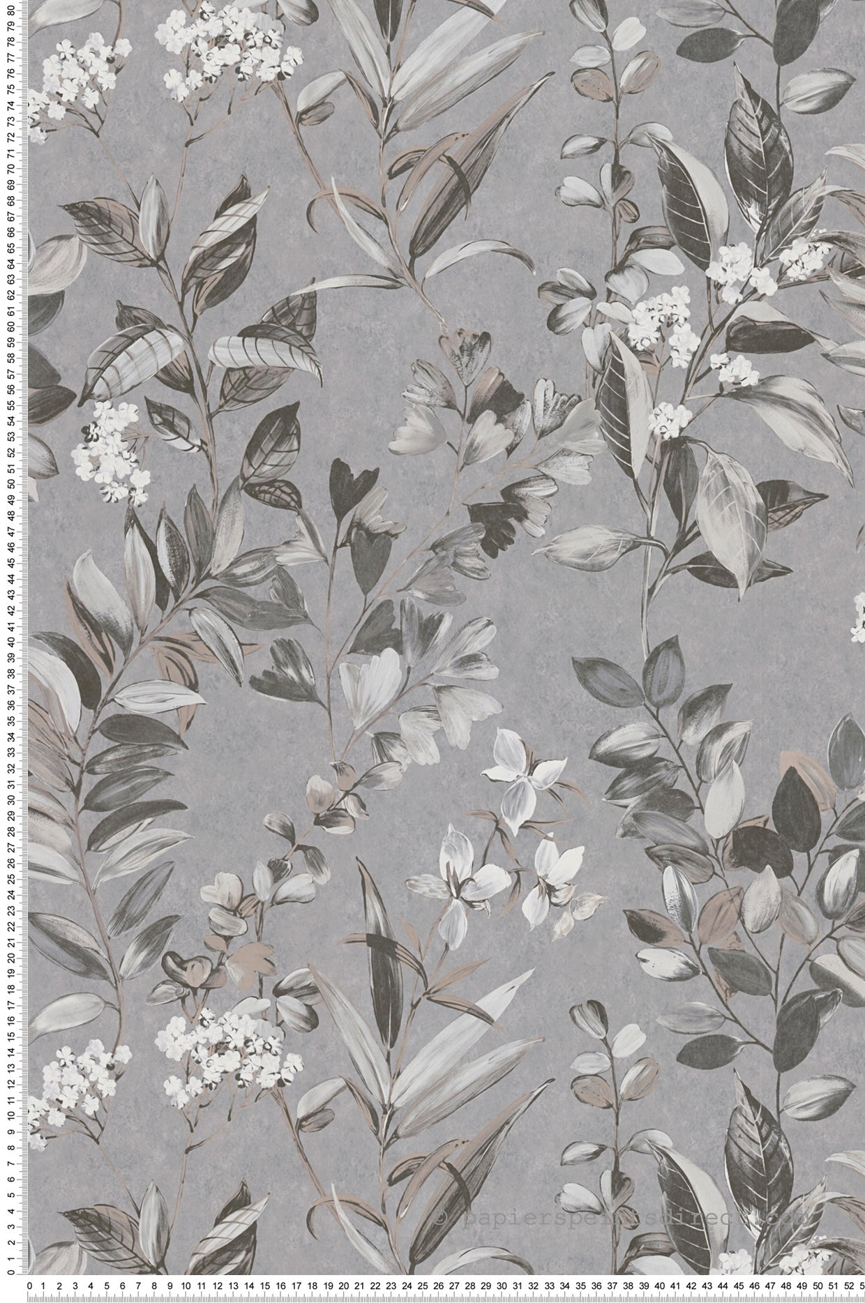 Tapeta kwiatowy wzór szarym,białym,czarnymIbeżowym - 53 cm x 10.05 m - LIVINGWALLS