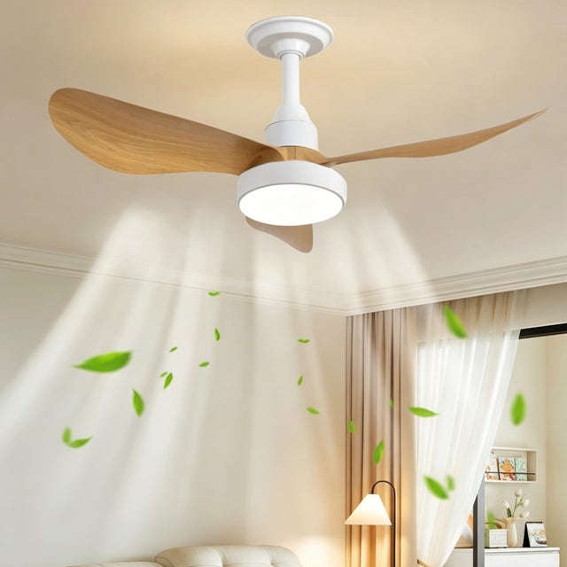 Ventilador de techo con luces, 6 velocidades, reversible, LED de 3 colores, intensidad regulable y control remoto (para interiores, color caqui)