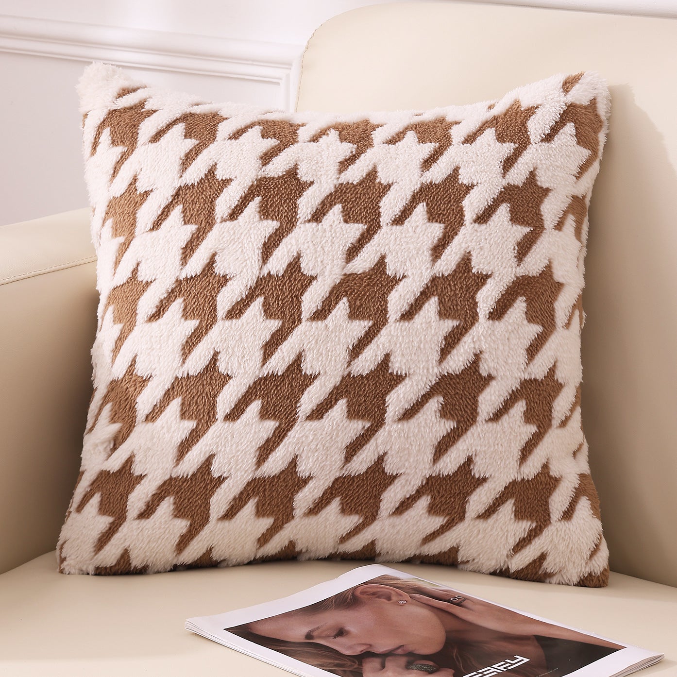 Juego de dos fundas de almohada, funda de cojín cuadrada extragrande con cremallera oculta (marrón, 45x45 cm) - 2