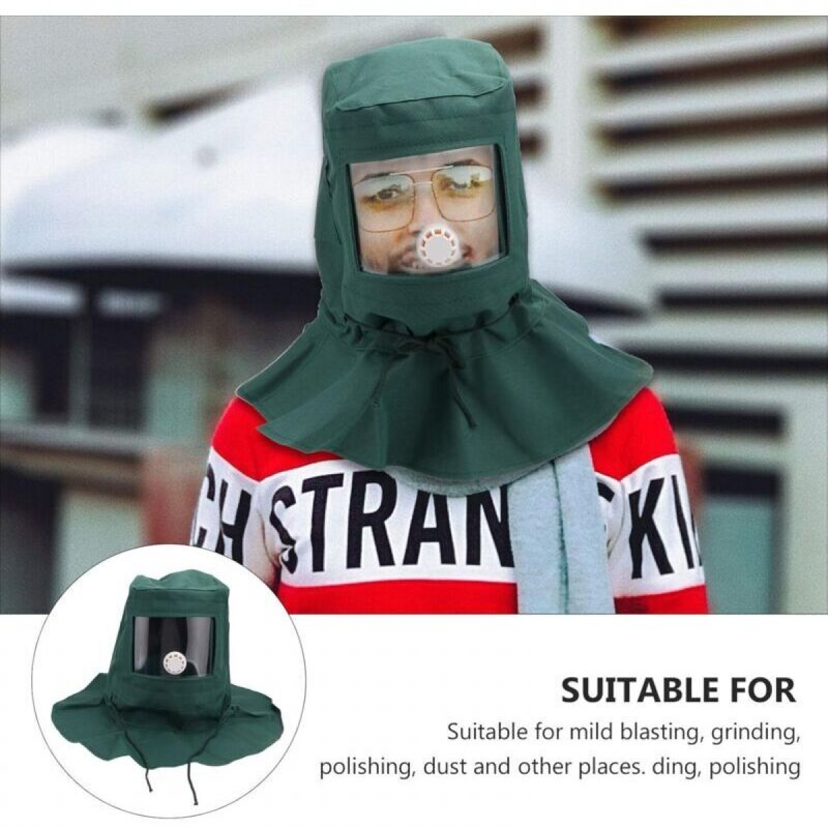 Casque Masque de Protection Anti-Vent Anti-poussière pour Sablage Sableuse - 5