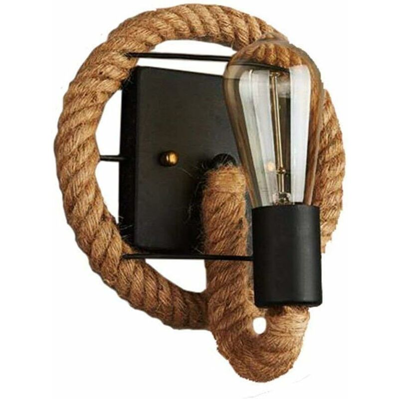 Kinkiet do sypialni, kinkiet w stylu vintage-retro w kształcie liny konopnej, w stylu amerykańskim - Lampa przemysłowa z żelaza