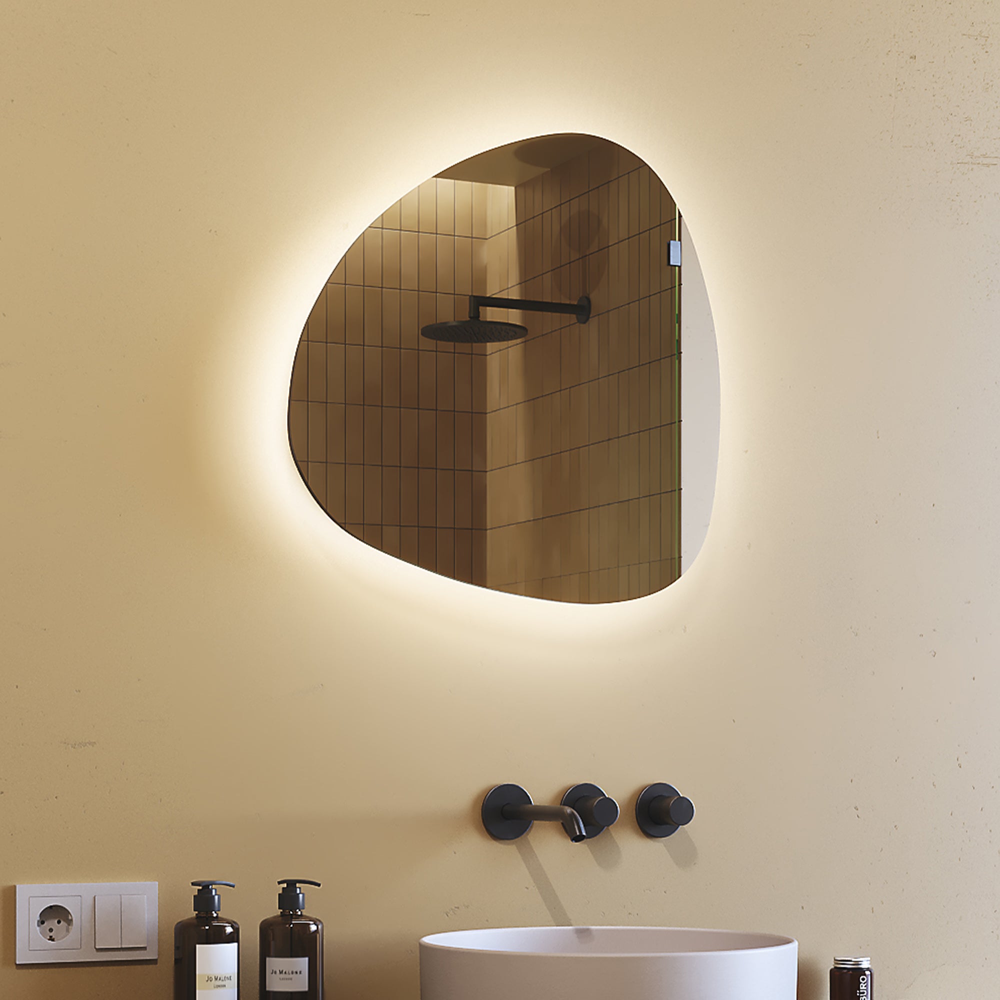 Lustro z oświetleniem łazienkowym LED (54x54cm) Lustro z oświetleniem LED (JAJ221) Chłodna biel 6500K