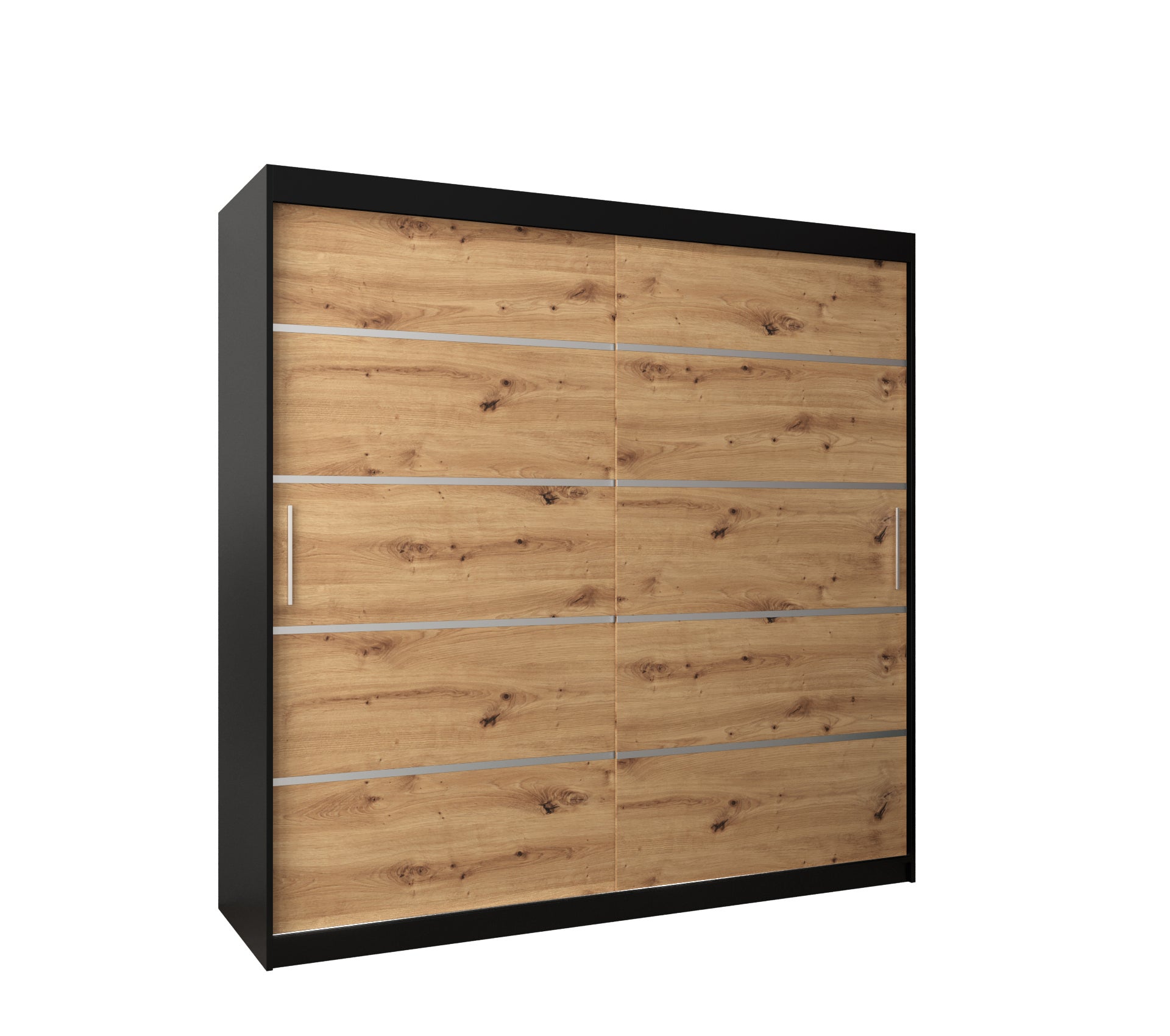 Szafa przesuwna garderoba Verona 1 200 x 62 x 200 cm Czarny + Artisan - Abiks Meble