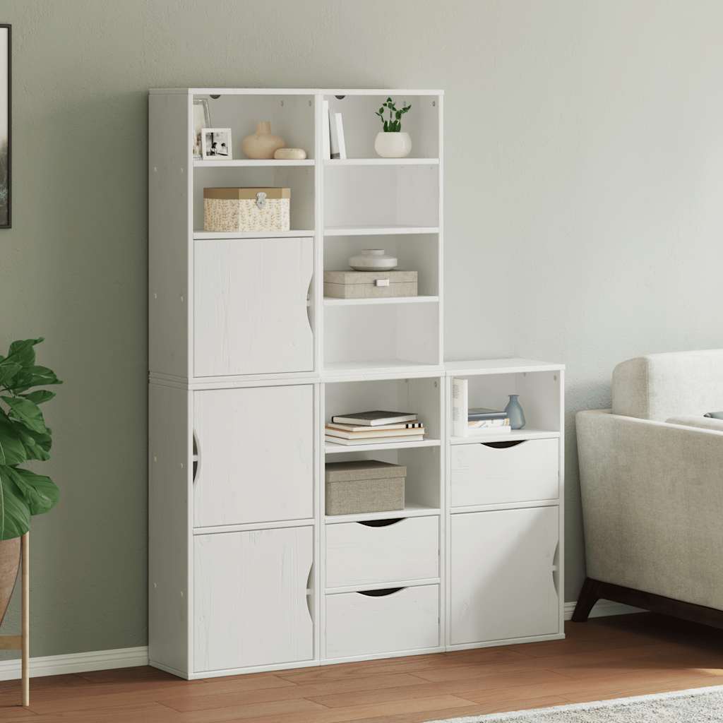 Armadietto Laterale ODDA Bianco - Credenza Rustica In Legno Di Pino Con Cassetto, Per Soggiorno E Cucina