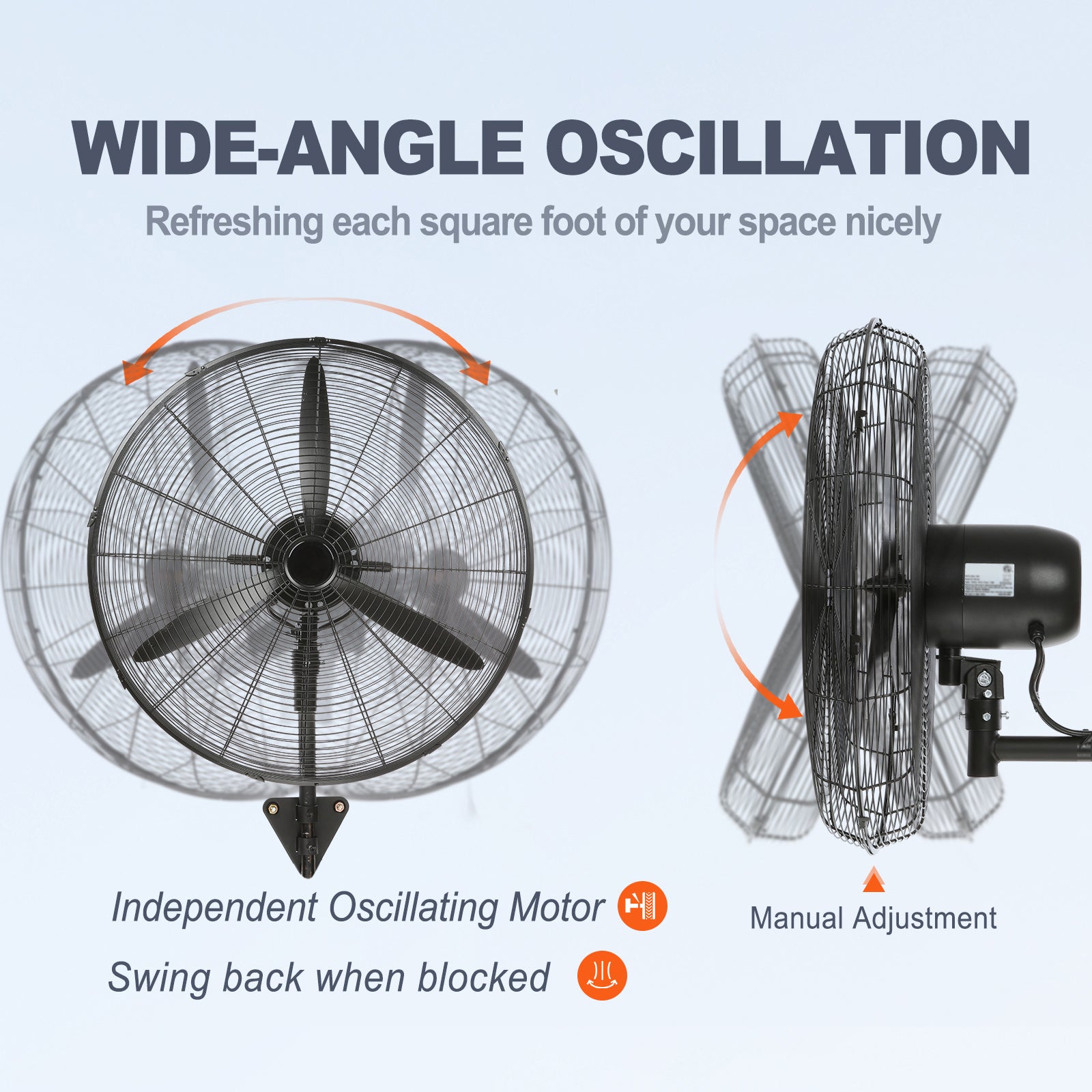 Ventilador Nebulizador de Parede SucceBuy 61,6 cm, Industrial Oscilante 3 Velocidades 7000CFM Resistente a Salpicos para Estufa Oficina Exterior - 6