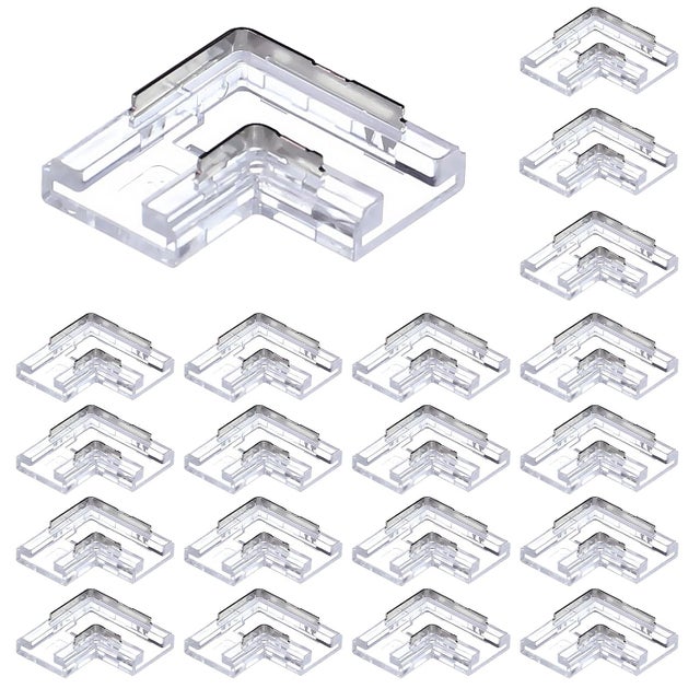 Bandes LED Connecteur Angle Plug 20 Pièces 8MM 2PIN L-Forme pour Non Filaire Sans Soudure SMD COB LED Lumières Bande Angle