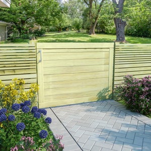Portillon Clôture Composite Gris 180x90 Cm - Lames WPC + Cadre Aluminium - Réversible (effet Bois Ou Lattes) - Serrure 3 Clés - Extérieur Jardin