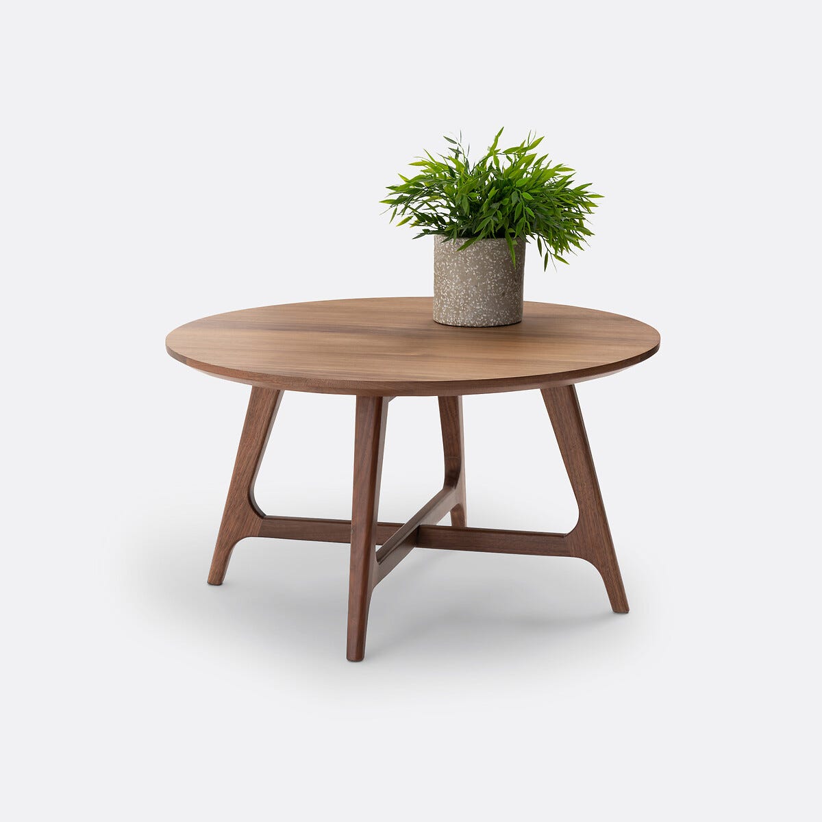 Table Basse Ronde Noyer Petite table basse ronde noyer et plaqué, Larsen - Noyer - taille ...