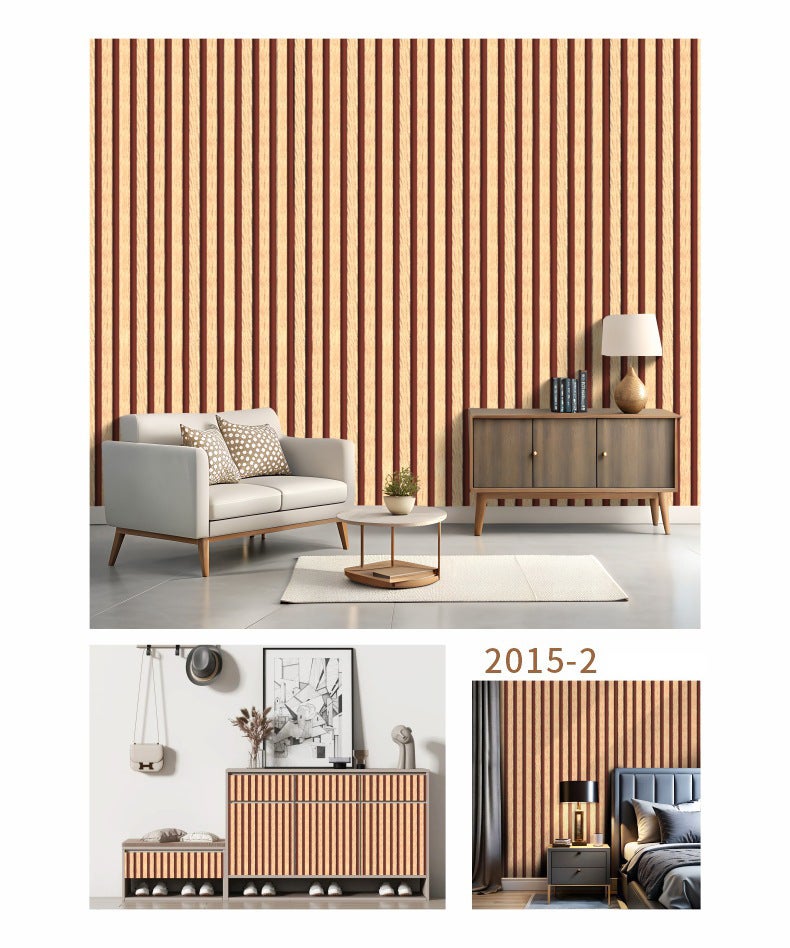 Papel de parede listrado com efeito madeira 3D, autoadesivo, em PVC ...