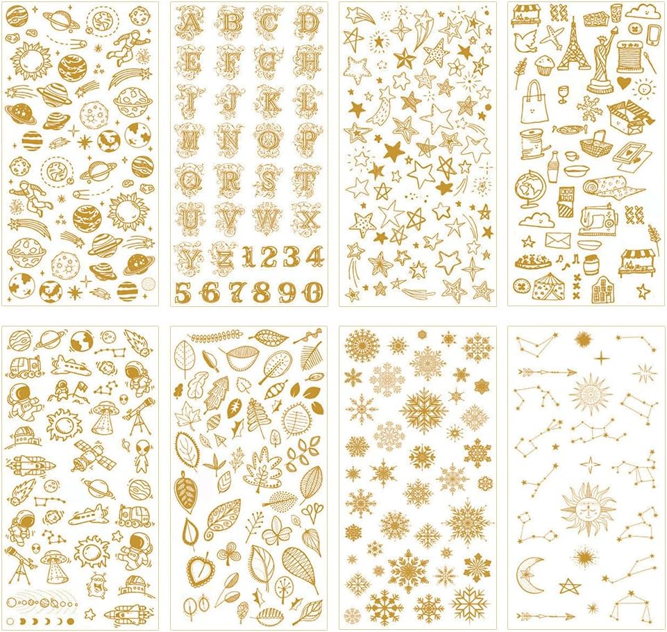 Arkuszy złotych naklejek z brokatem, alfabet, naklejka na prezent, do scrapbookingu, zdjęć, rękodzieła DIY (8 stylów)