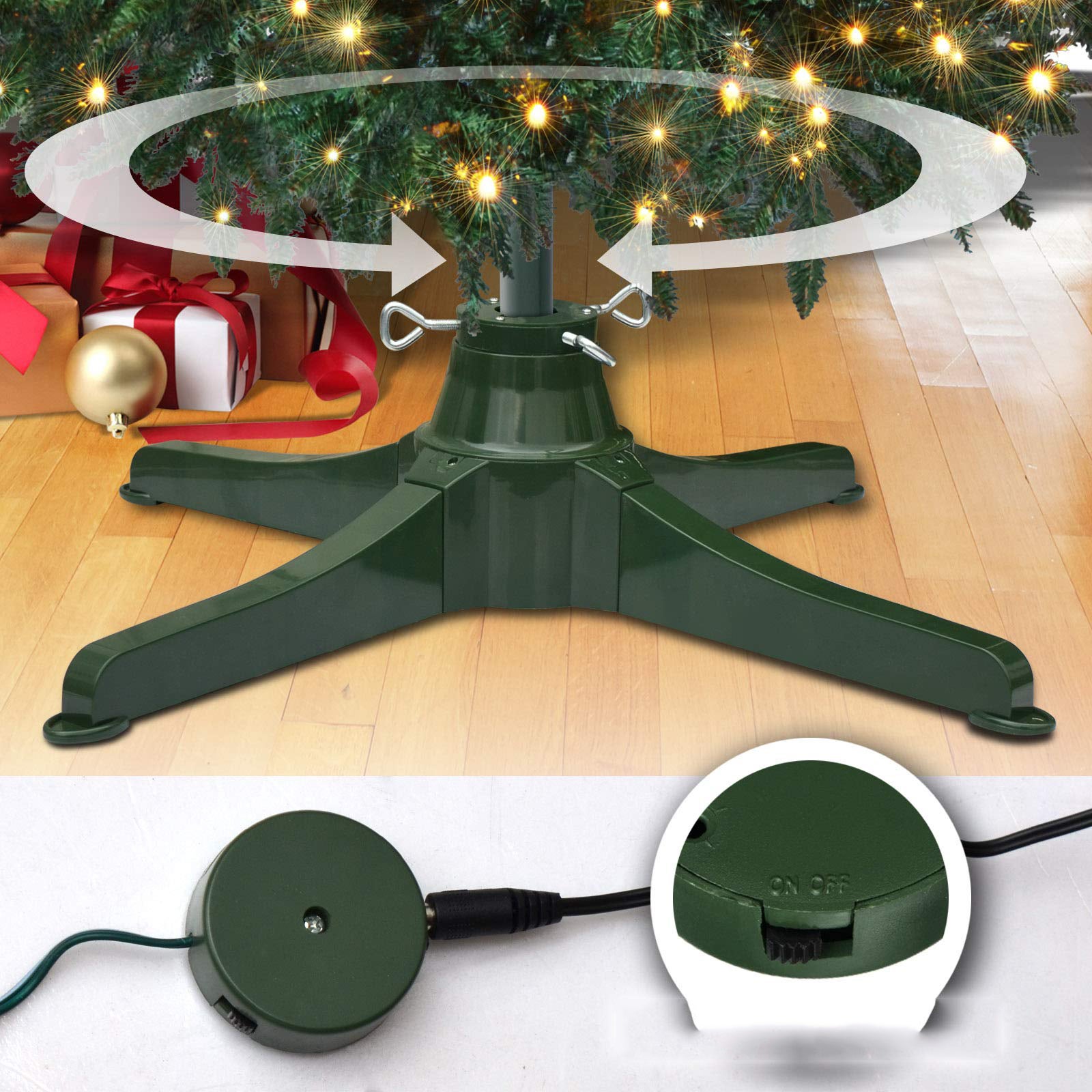Base per albero di Natale rotante elettrica, Base per albero di Natale rotante, verde scuro, spina GS standard europea, 80 cm | Leroy Merlin