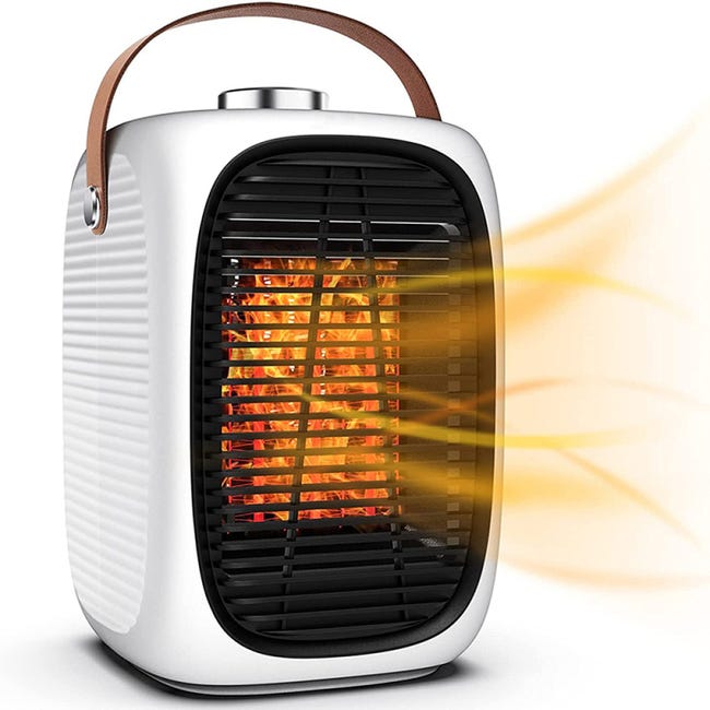 Mini Radiateur Mini radiateur électrique d'appoint 1200 W (3 vitesses), blanc, à poser ...