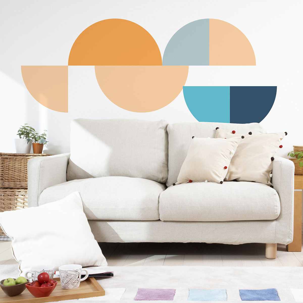 Papel pintado prepegado - círculos abstractos xl - adhesivo de pared - revestimiento sticker mural decorativo - xl-h120xl120cm