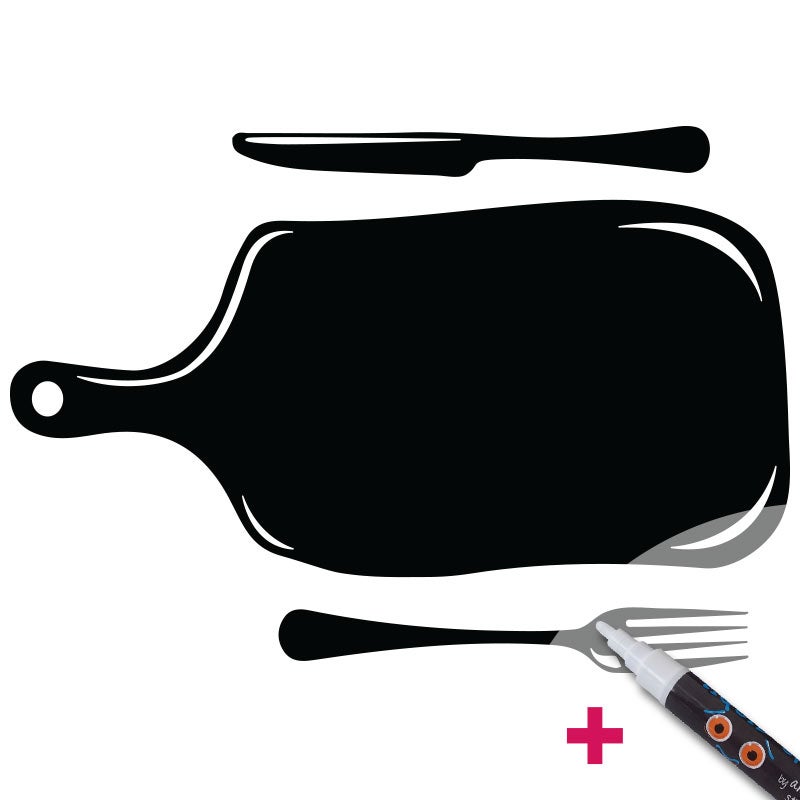 Adesivo lavagna tavola e posate + bianco gesso liquido - Sticker adesivo - adesivi murali - 45x70cm - 4