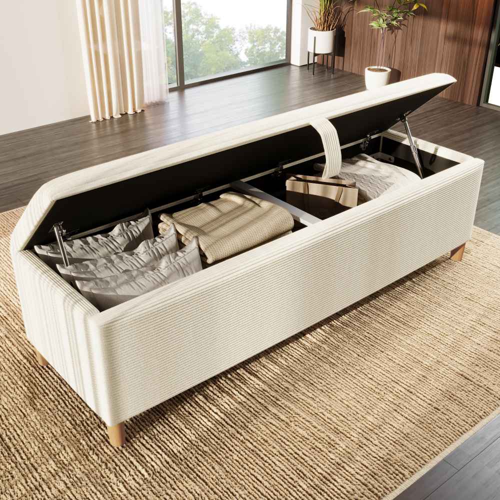 Banc de rangement élégant avec coffre hydraulique, assise confortable et multifonctions pour salon et chambre - 5