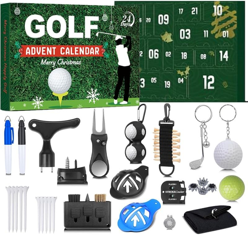 Kalendarz Adwentowy Świąteczny Zestaw golfowy w Kalendarz Adwentowy Odliczanie Świąt Bożego Narodzenia narzędziami golfowymi Świąteczny niespodzianka