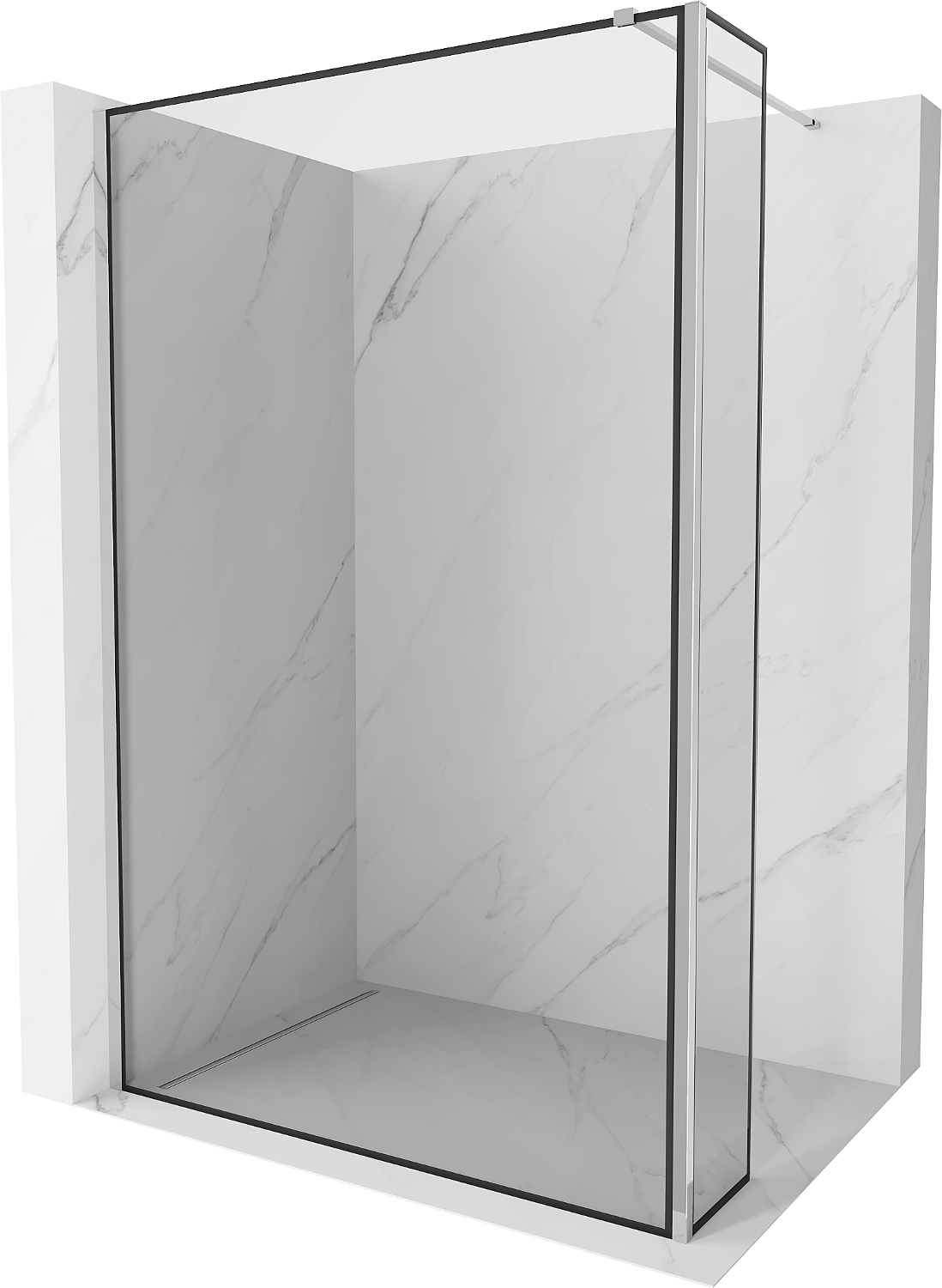 Mexen Kioto ścianka prysznicowa Walk-in 150 x 40 cm, czarna ramka, chrom - 800-150-212-01-70-040