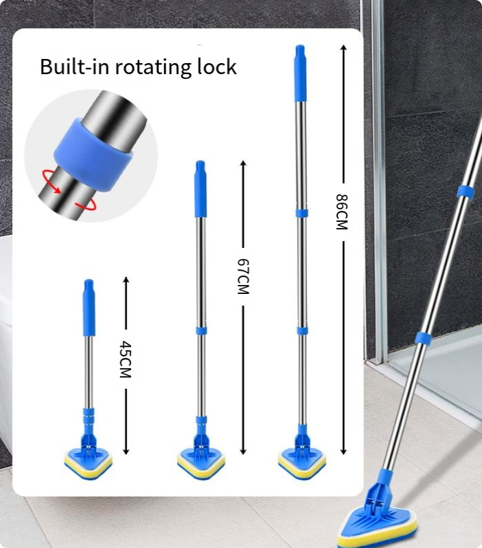 Brosse de nettoyage à long manche de 35 pouces pour le nettoyage du verre - extensible, avec têtes de rechange multifonctionnelles - 5