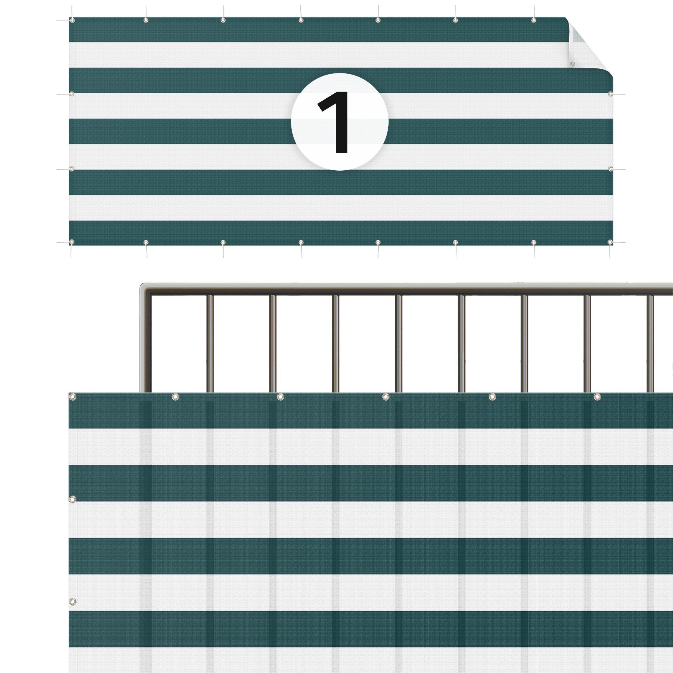 Brise vue brise vent balcon appartement jardin vert H.0,9 x L.9 M avec attaches résistant aux intempéries 270 g/m² mesh 1196 - 5
