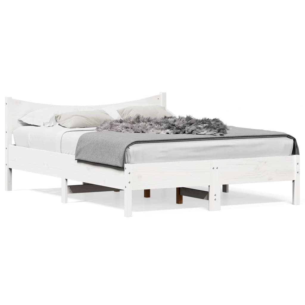 Cadre de lit Blanc 120x190 cm Bois de pin massif - 2
