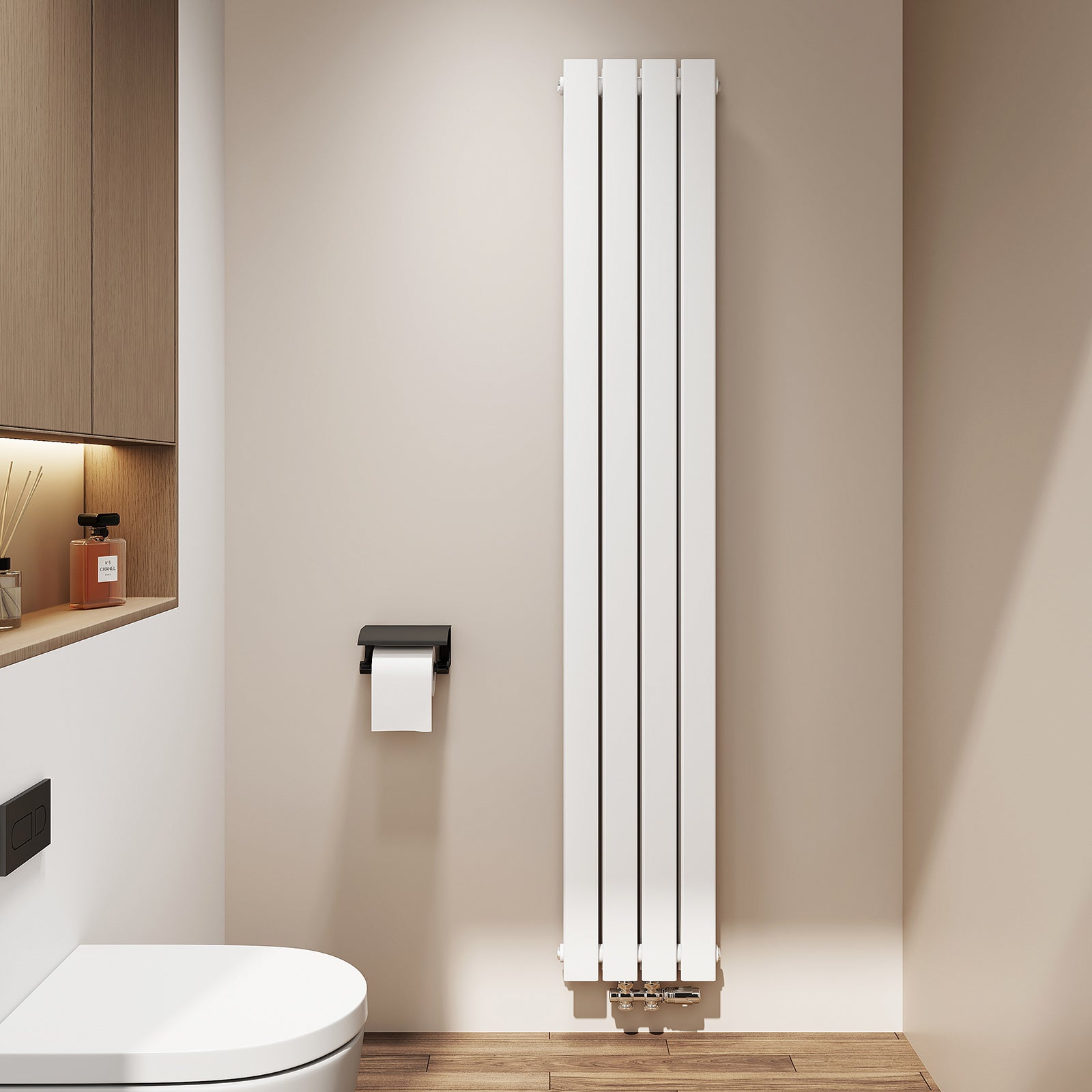 EMKE Grzejnik Stalowy Podwójny Pionowy 911W, 180x30,4 cm, 4 bar, do 12 m² – Biały