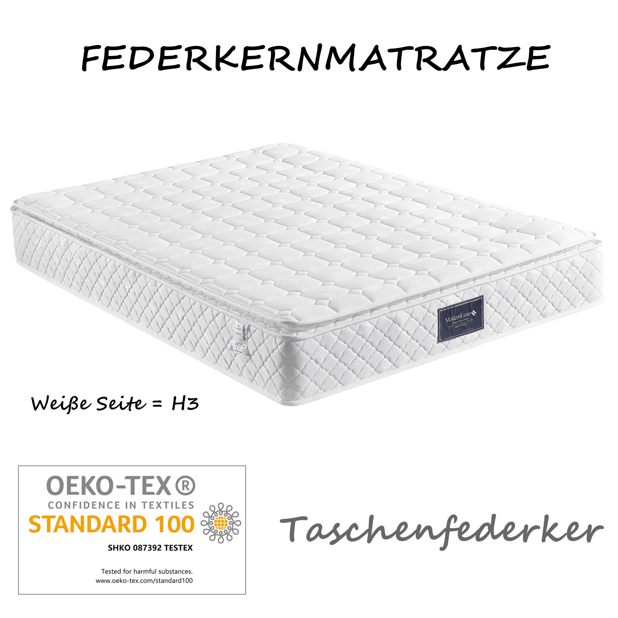 Lit Capitonné Double 140*200 cm - Coffre Sommier En Bois - Lit Sommier En Métal - Lin - Beige - Matelas Inclus - 5