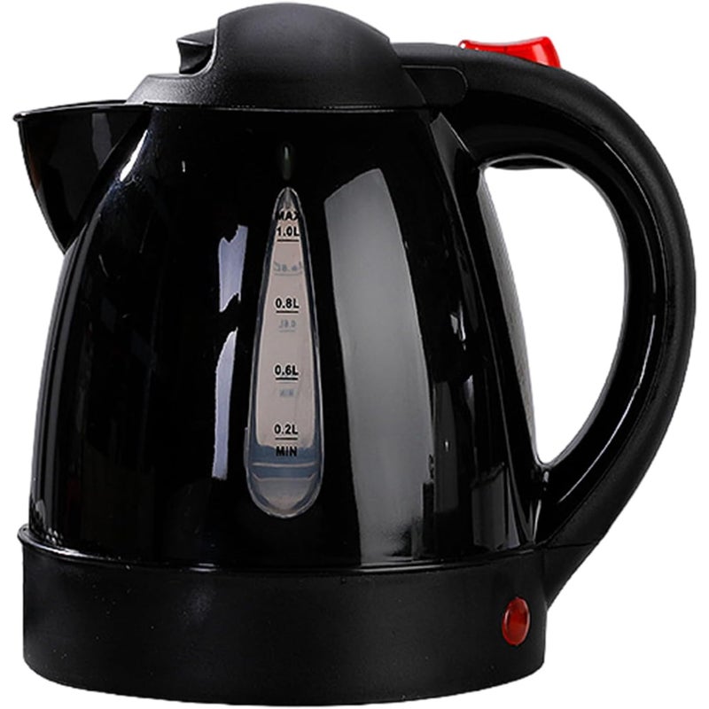 Czajnik elektryczny 12 V 1000 ml, czajnik podróżny z szybkim nagrzewaniem, podgrzewacz wody ze stali nierdzewnej do samochodu, czarny