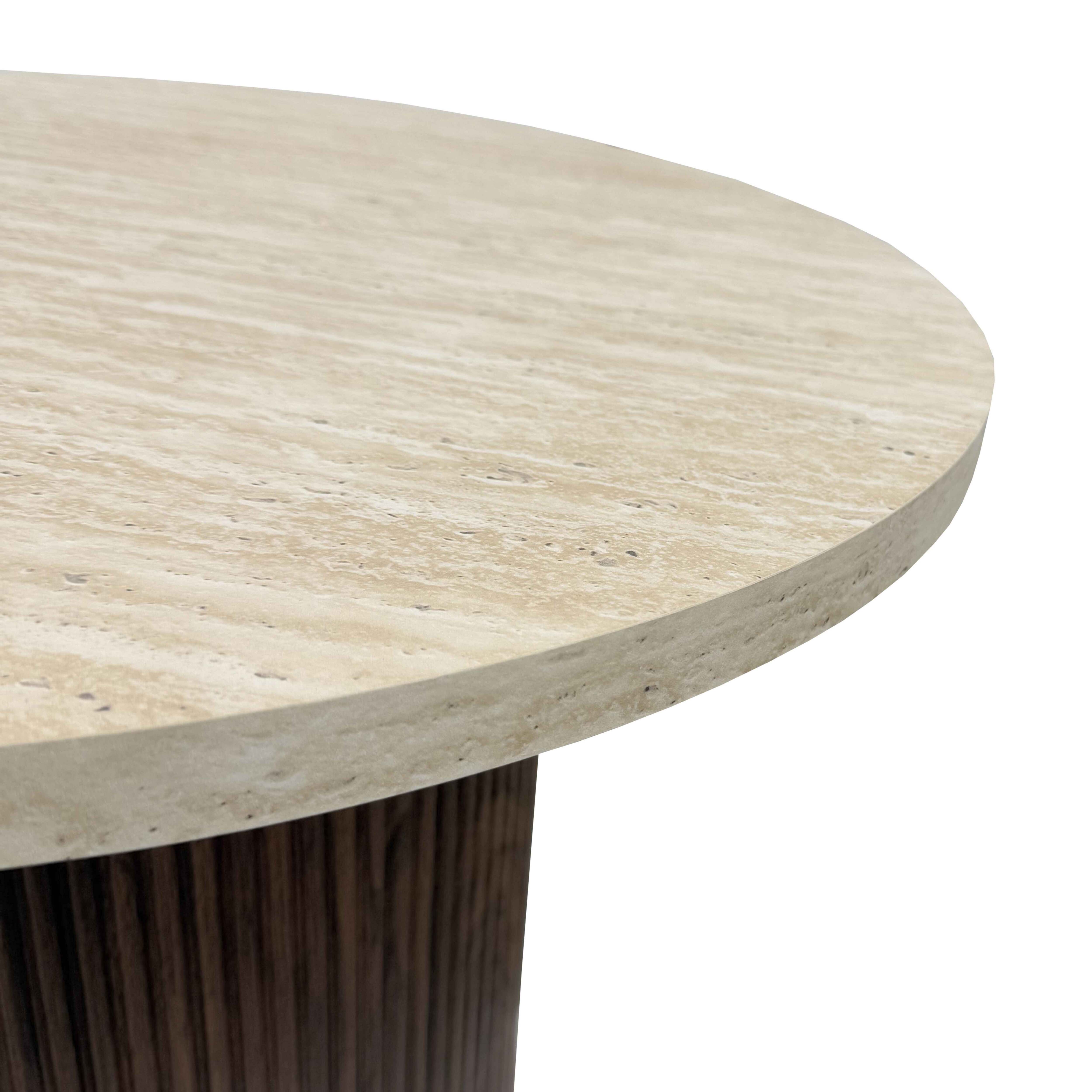 Table basse scandinave ronde 70 cm en bois foncé - 3