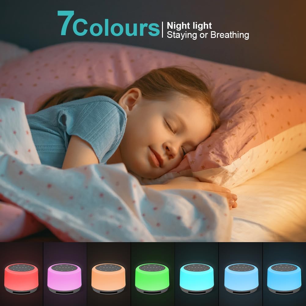 Machine à bruit blanc avec 7 couleurs et 24 sons apaisants, lampe de ...