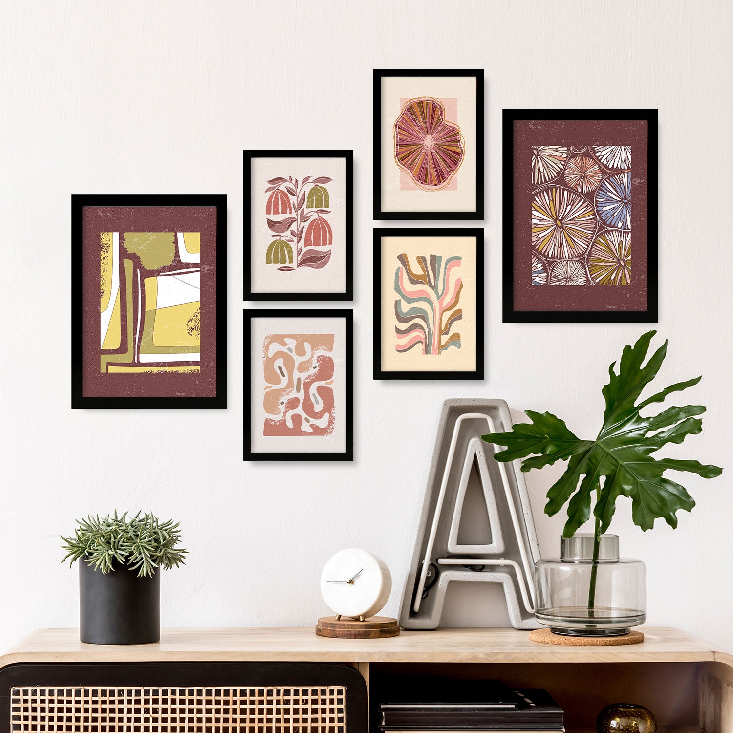 Nacnic Ensemble 6 Impressions De Chaussée Dans De Style Ethnique Cadre Décoratifs Pour Votre Chambre Maison Impression A4 A3 Avec Des Cadre Noir - 5