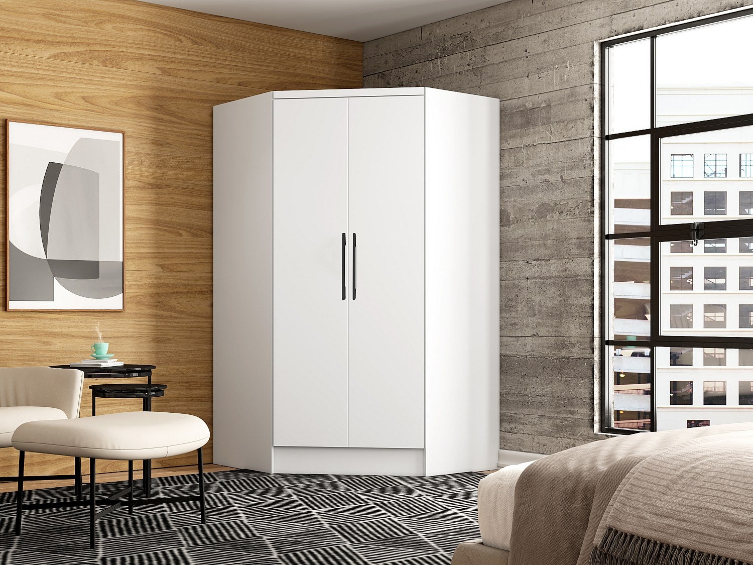 Armoire d'angle 2 portes - L101 cm - Blanc - AURALI - 6