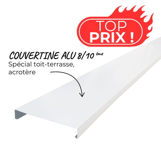 Couvertine aluminium ECO50 0.8 mm Blanc RAL 9010 - 3 mètres ALUHOME