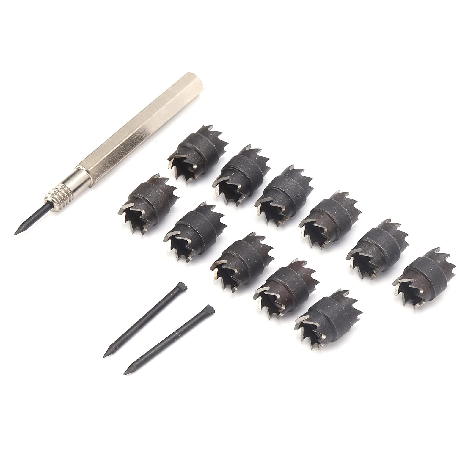 Set di Taglierine Per Saldatura a Punti da 13 Pezzi a Doppia Faccia , Kit di Rimozione di Utensili Per Saldatura a Taglio da 3/8 Pollici Esagonale Taglierina Per Fori in Lamiera