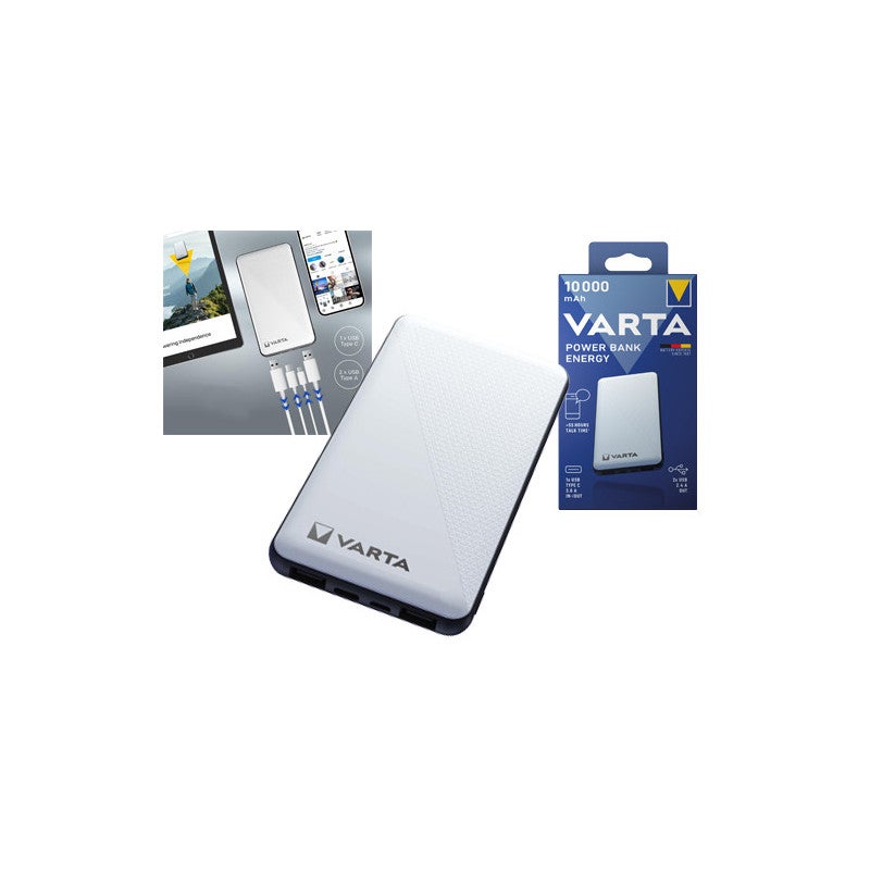 Power Bank Varta Energy 10000mAh Czarny i Biały przenośny