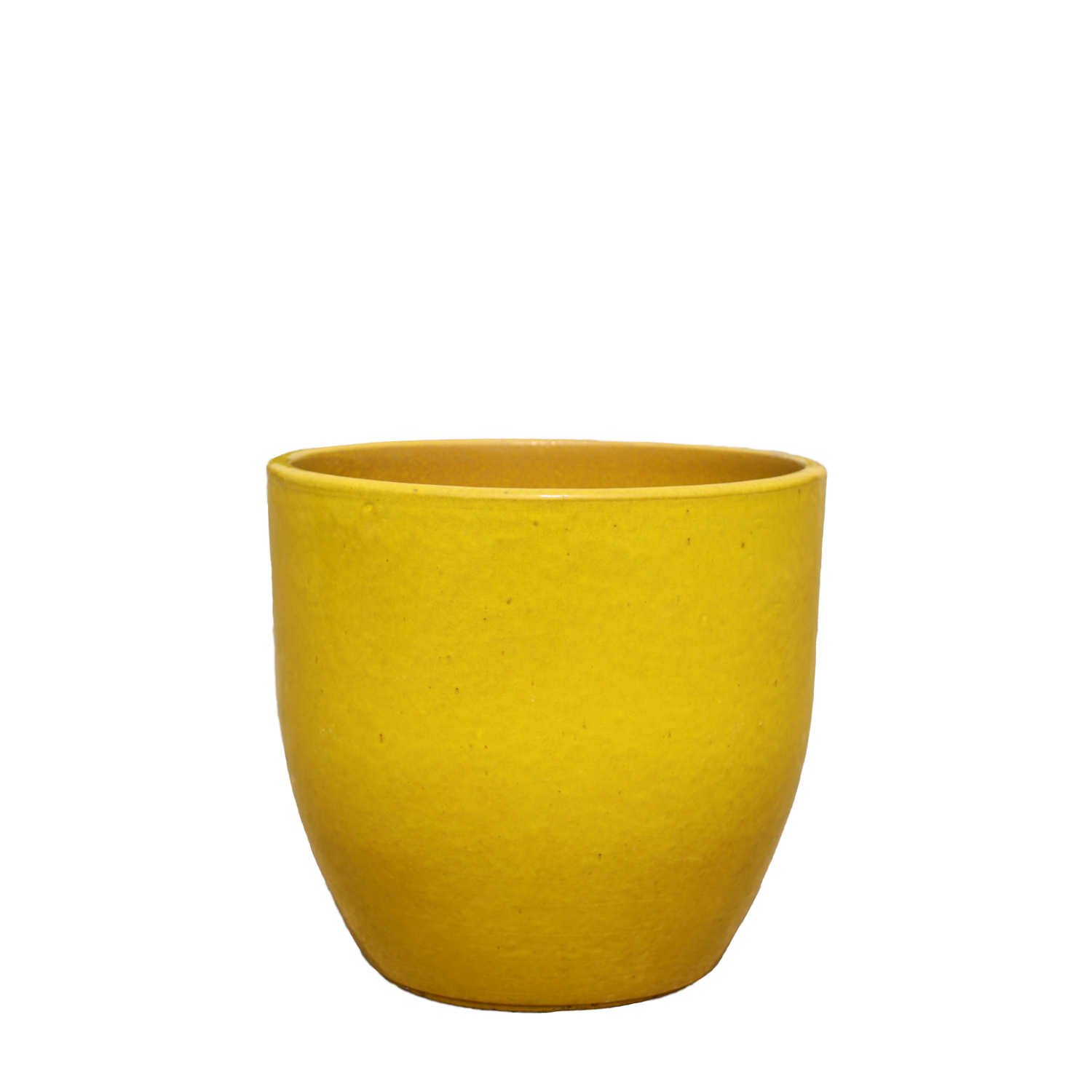 Pot grande taille d'extérieur LANCELOT 21x19cm jaune, fait main en terre cuite émaillée, résistant au gel - 3