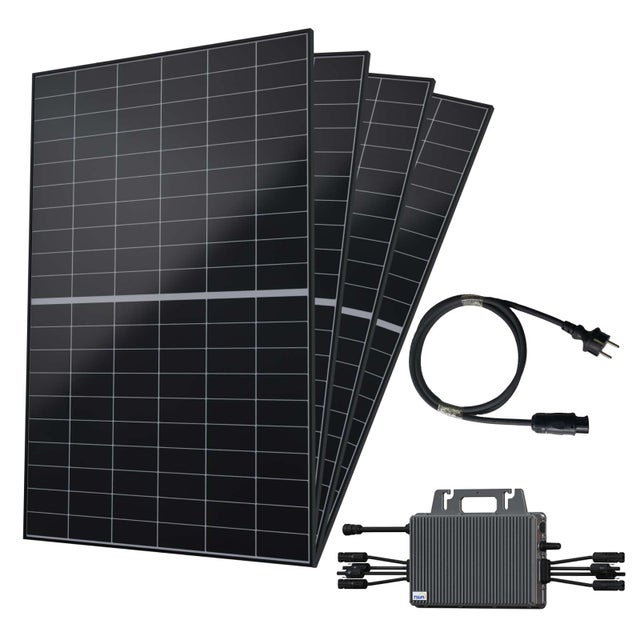 Kit solar 2000 W Robinsun telhado aparafusado com 4 painéis Canadian + fixação + inversor + cabo 5 m