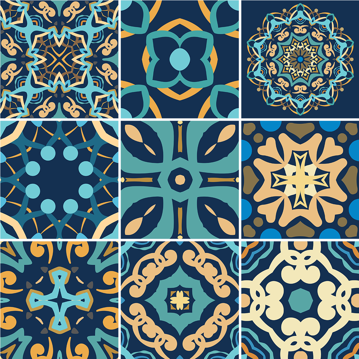 9 adesivi piastrelle di cemento azulejos dizier - Sticker adesivo - adesivi murali - 9stickers15x15cm - 2