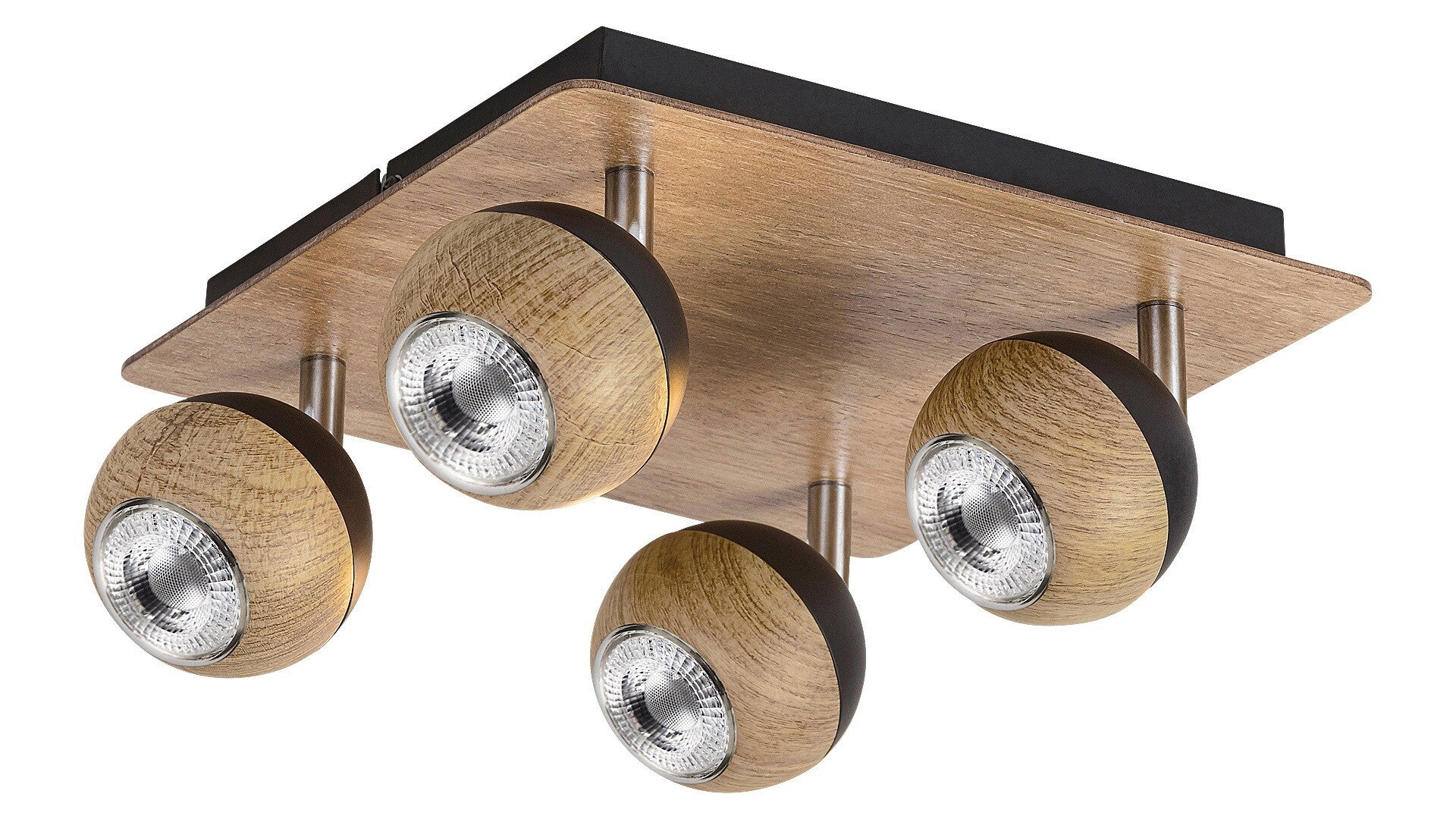 Reflektor sufitowy spot natynkowy Arthur kwadratowy dąb 4xGU10x35W wym: 13,5 x 26 x 26 cm metal Rabalux