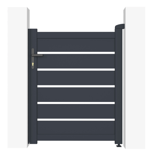 VOGEL Cancello pedonale manuale in alluminio, semi traforato 106 x 125 cm, grigio - 2