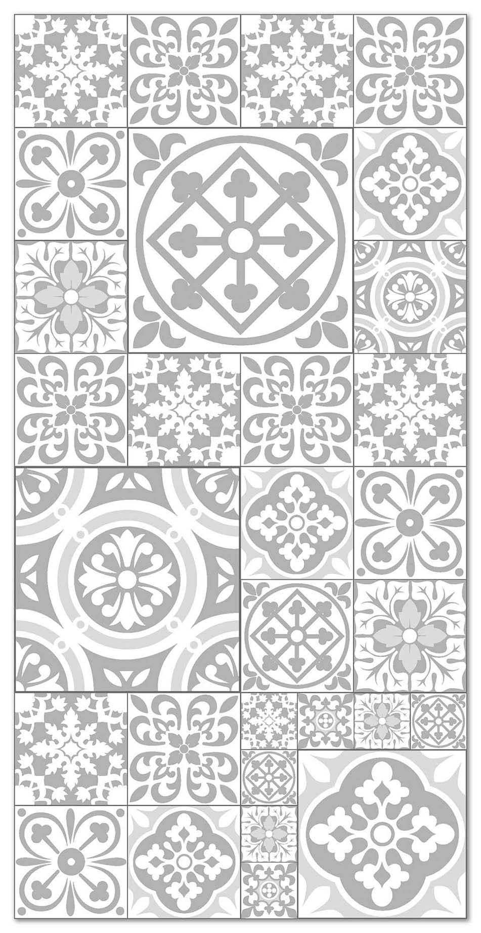Panorama alfombra vinílica hidráulica talavera gris 40x80 cm - alfombra cocina vinilo - alfombra salón antideslizante e ignífuga