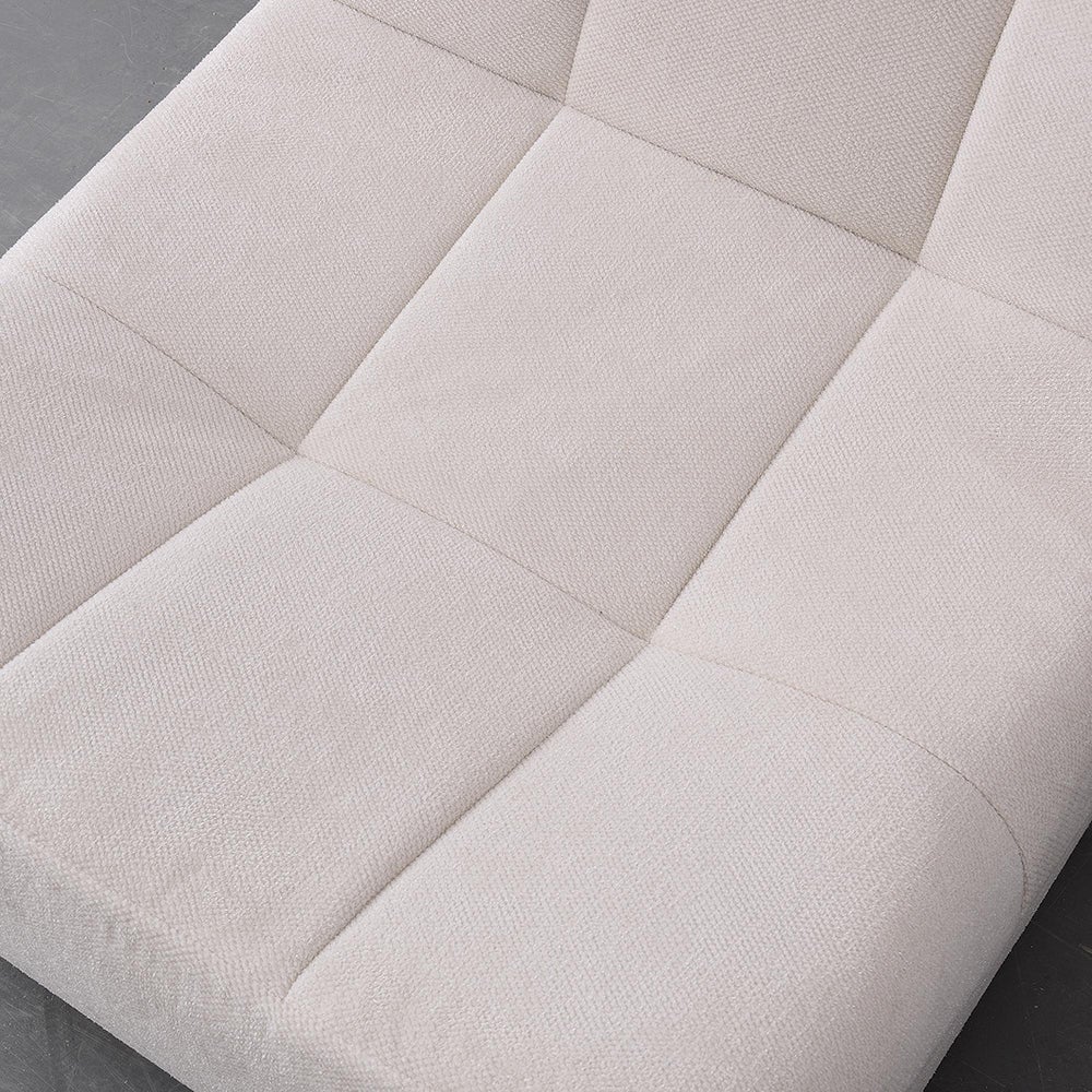 Canapé Togo en Chenille au Sol Sans Accoudoirs Pouf avec Mousse à Mémoire de Forme Confortable Beige - 9