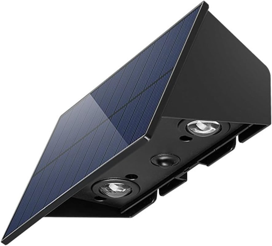 Solarna lampa ścienna, zewnętrzna dekoracja ścienna do ogrodu, willi, dziedzińca, czarna