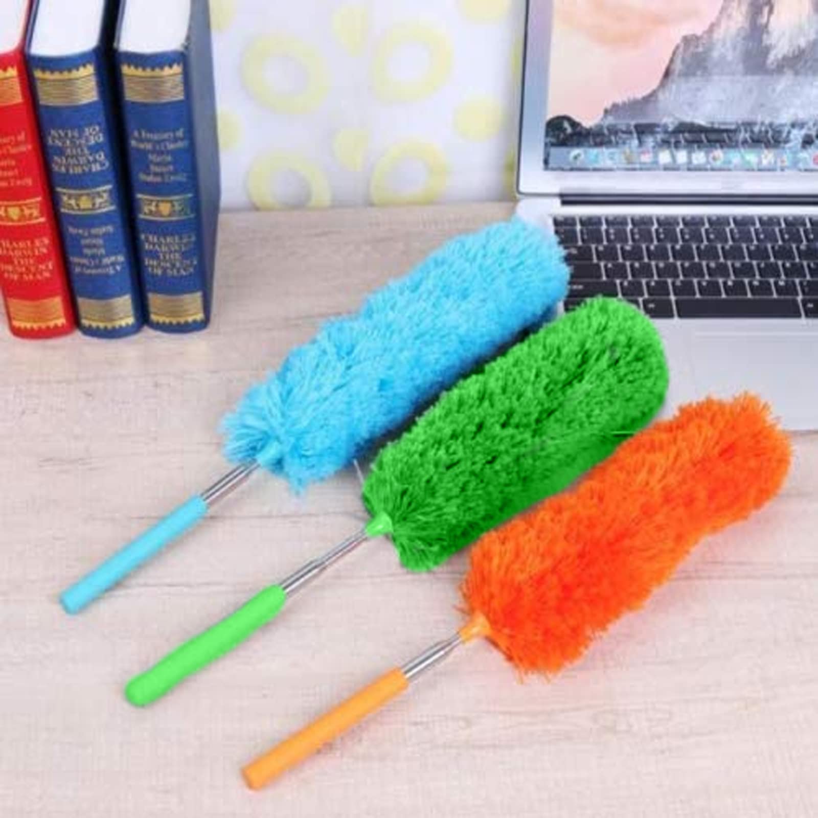 3 pièces Duster de Microfibres,Plumeau Poussière Lavable Bendables Brosse à Poussière avec Poteau Extensible pour la Maison Le Bureau et - 7