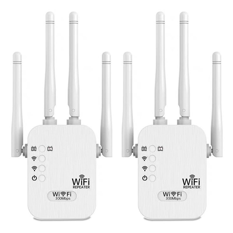 Zestaw 2 zewnętrznych wzmacniaczy Wi-Fi, wzmacniacze sygnału Wi-Fi, 1200 m, norma europejska, biały (4 anteny)