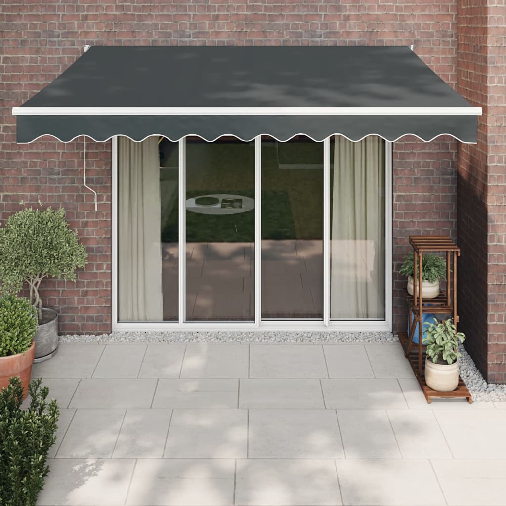 Toldo retráctil antracita de 3x2,5 m de tela y aluminio.