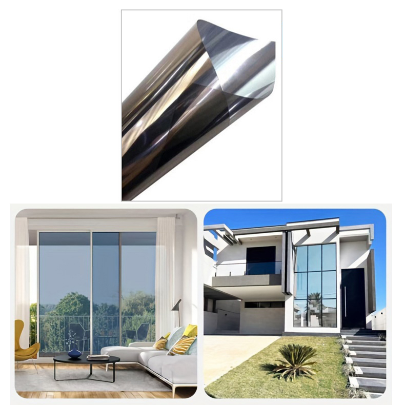 Film Fenetre Anti Regard Occultant Total,Film Réfléchissant D'Isolation Thermique En Feuille D'Aluminium,Film De Protection Solaire Anti-UV,Film Anti Chaleur De Vitre De Balcon (40x120cm/16''x47