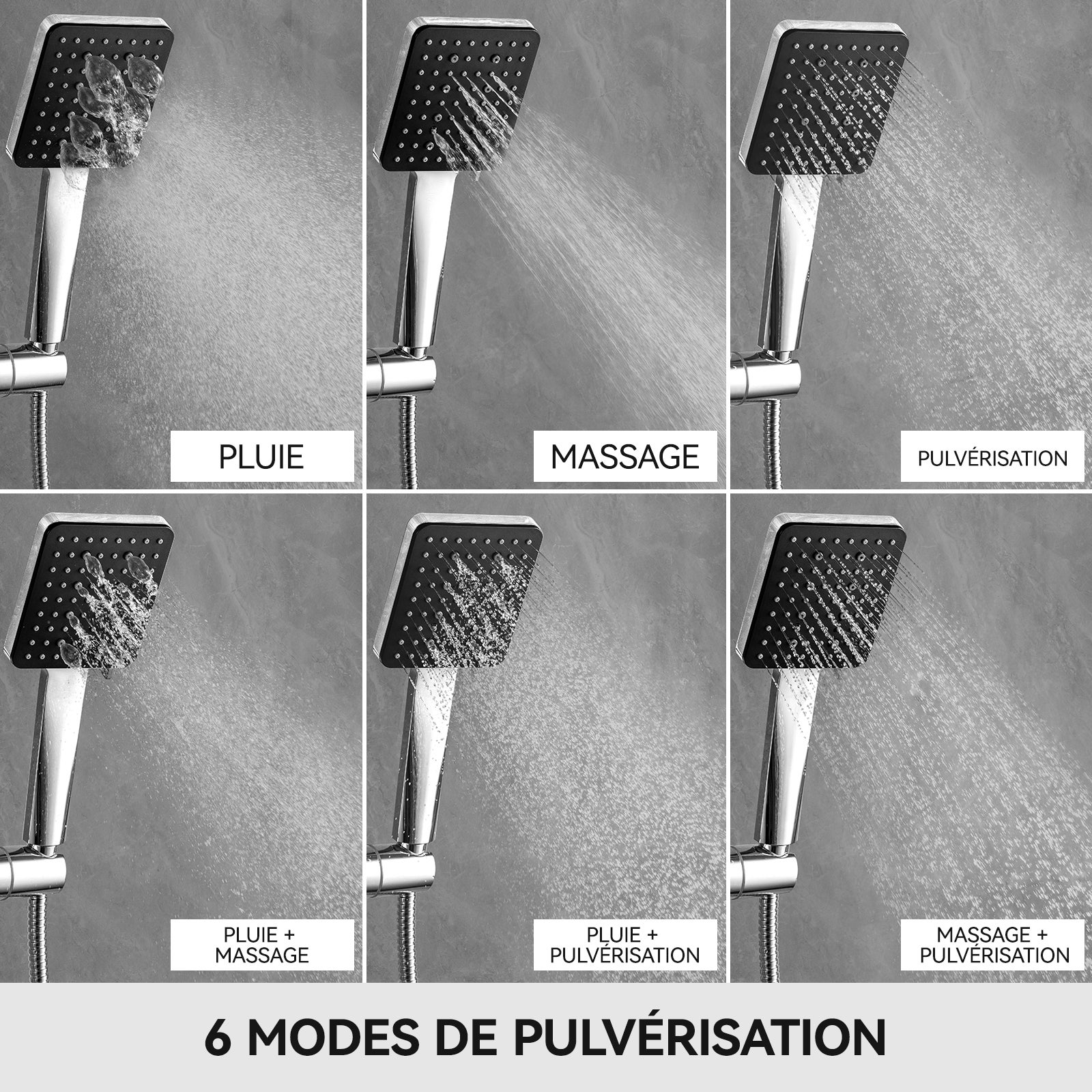 Colonne de Douche Thermostatique,avec tête de douche 30*30CM,Pommeau Douche 6 Jets,Réglable en Hauteur,Douche Set avec Mitigeur,chromé - 4