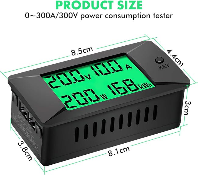 BuyWeek DC Digital Amperometro Voltmetro, PZEM-025 Battery Monitor 0~300A/300V Potenza Energia Watt Meter per Batteria Auto RV Solare (50A BuyWeek DC Digital Amperometro Voltmetro, PZEM-025 Battery Monitor 0~300A/300V Potenza Energia Watt Meter per Batteria Auto RV Solare (50A