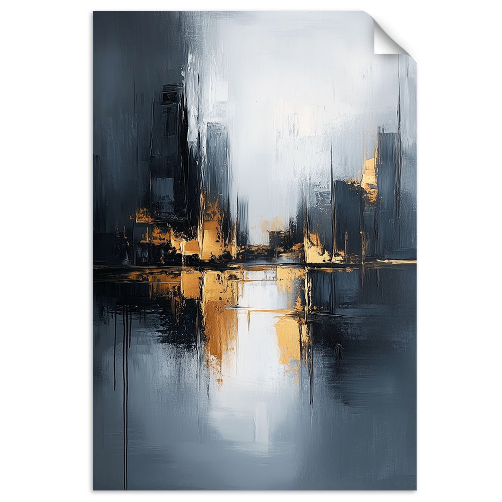 Plakaty samoprzylepne do salonu sypialni, Abstrakcja Złoty Szary Czarny 100x150
