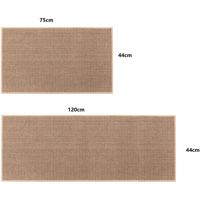 Tapis De Cuisine Devant ​Evier Lavable Antidérapant En Caoutchouc Et Lavable, Couleur du Jute(2 Pcs Pour 44x75cm+44x120cm) - 2